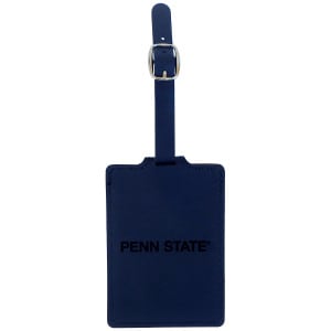 navy Penn State luggage tag with silver buckle